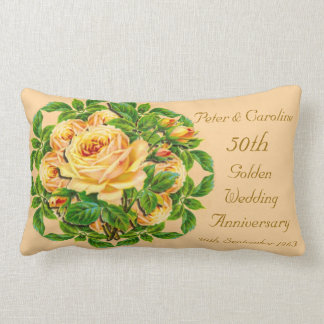 Golden Wedding Anniversary Rose Throw Pillow