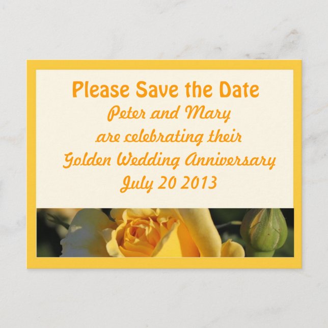 Golden Wedding Anniversary Save the Date Announcement Postcard (Front)