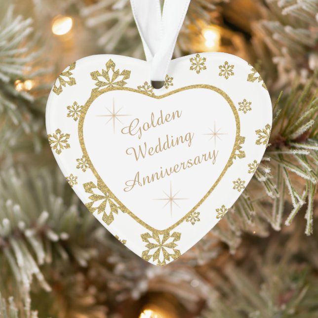 Golden Wedding Anniversary Snowflake Ornament (Tree)