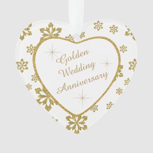 Golden Wedding Anniversary Snowflake Ornament
