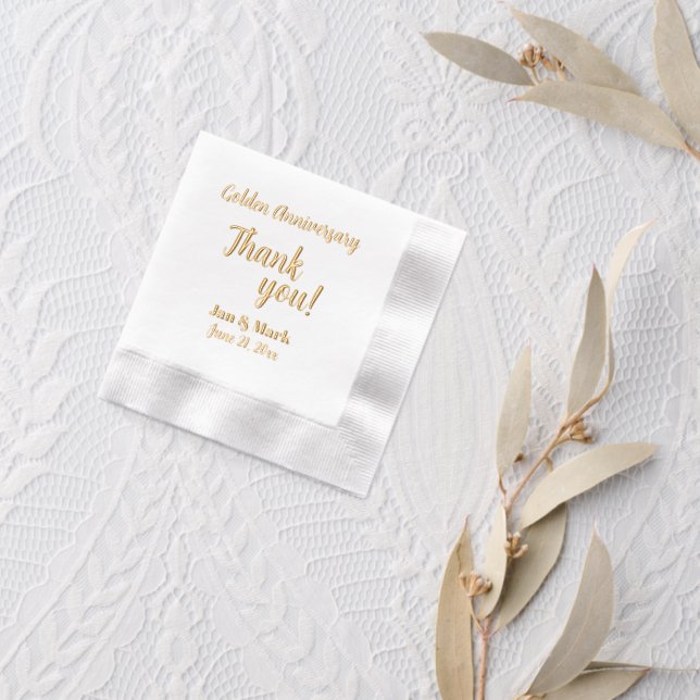 Golden Wedding Anniversary Stylized Thank You Foil Napkins (Insitu (wedding 2))