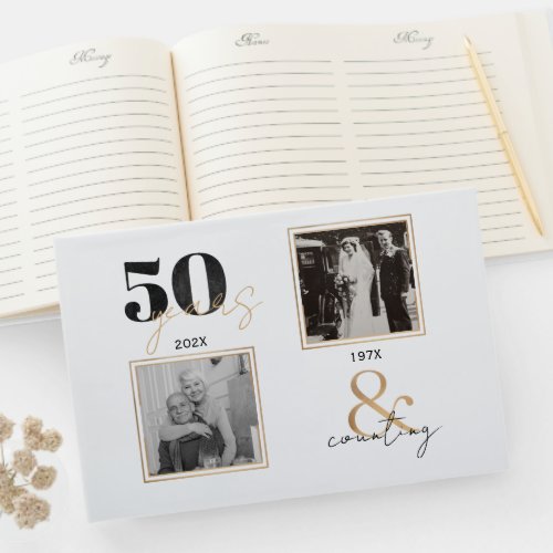 Golden Wedding Anniversary Then  Now 50 years Guest Book