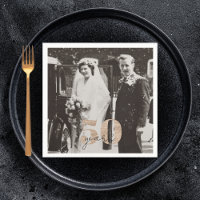Golden Wedding Anniversary Then & Now 50 years Napkins