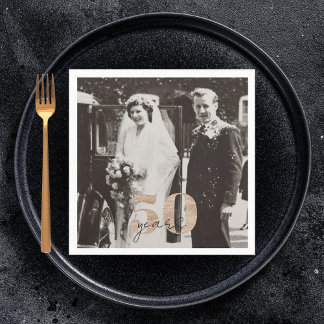 Golden Wedding Anniversary Then & Now 50 years Napkins