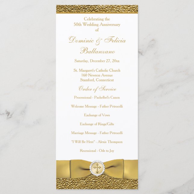 Golden Wedding Anniversary Vow Renewal Program (Front)