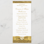 Golden Wedding Anniversary Vow Renewal Program<br><div class="desc">This elegant white and gold scrolled 50th wedding anniversary vow renewal ceremony program template or order of service card is fully customizable. It has a PRINTED on gold ribbon with a circle of printed-on crystals with an ornate gold cross in the center. You can change the text to be a...</div>