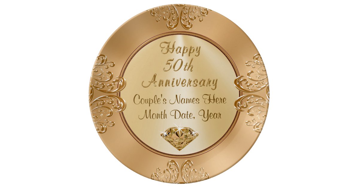 Golden Wedding Anniversay Gifts PERSONALIZED Dinner Plate