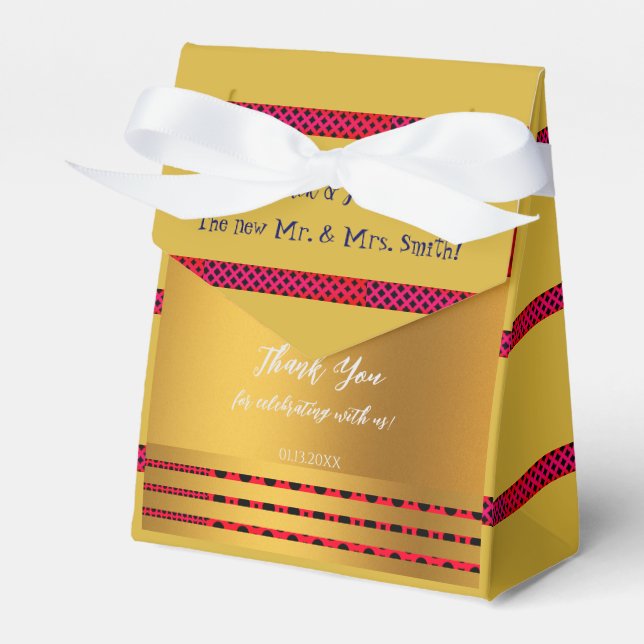 Golden Wedding Celebration Favor Boxes (Front Side)