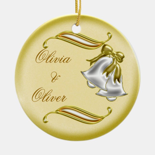 Golden Wedding Ceramic Ornament (Front)