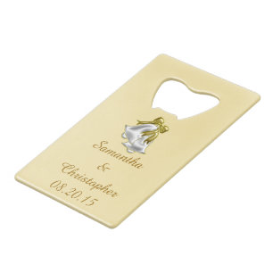 Golden Wedding Credit Card Bottle Opener