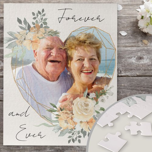 Golden Wedding Heart Forever and Ever Photo Jigsaw Puzzle