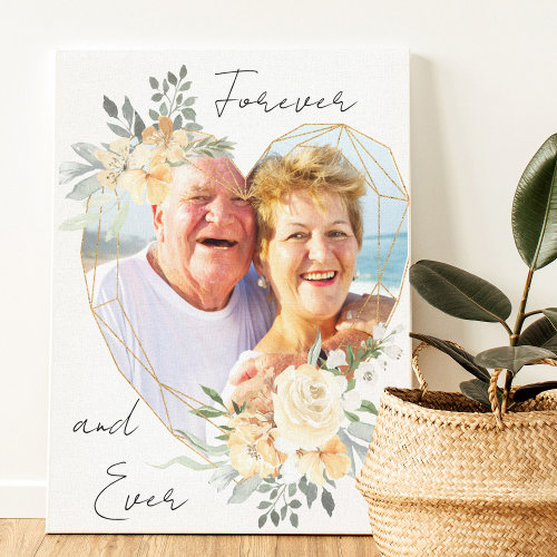 Golden Wedding Heart Shape Photo Forever and Ever