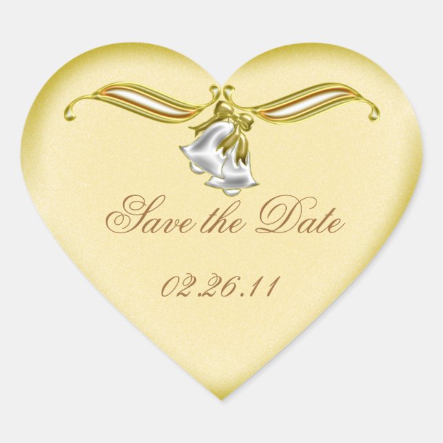 Golden Wedding Heart Sticker (Front)