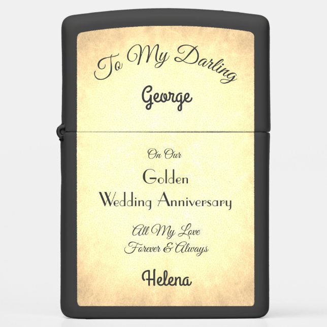 Golden Wedding Husband Zippo Lighter (Front)