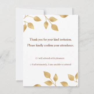 golden wedding invitastion tamplet RSVP card