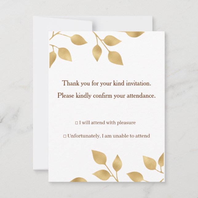 golden wedding invitastion tamplet RSVP card (Front)