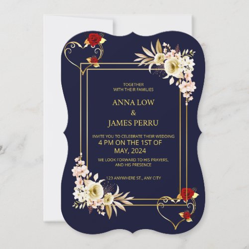Golden wedding invitation card