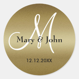 wedding seals monogram golden stickers