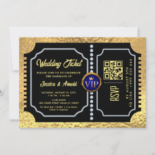 Golden wedding Party qr code Ticket Invitation