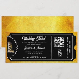 Golden wedding Party Ticket Invitation