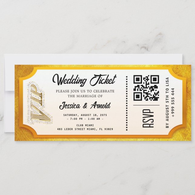Golden wedding Party Ticket Invitation (Front)
