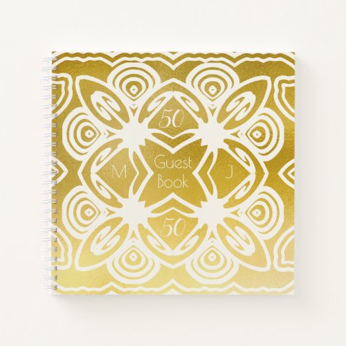 Golden Wedding Personalized Art Deco  Guestbook Notebook