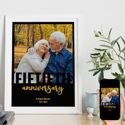 Golden Wedding Photo Modern 50th Anniversary Poster