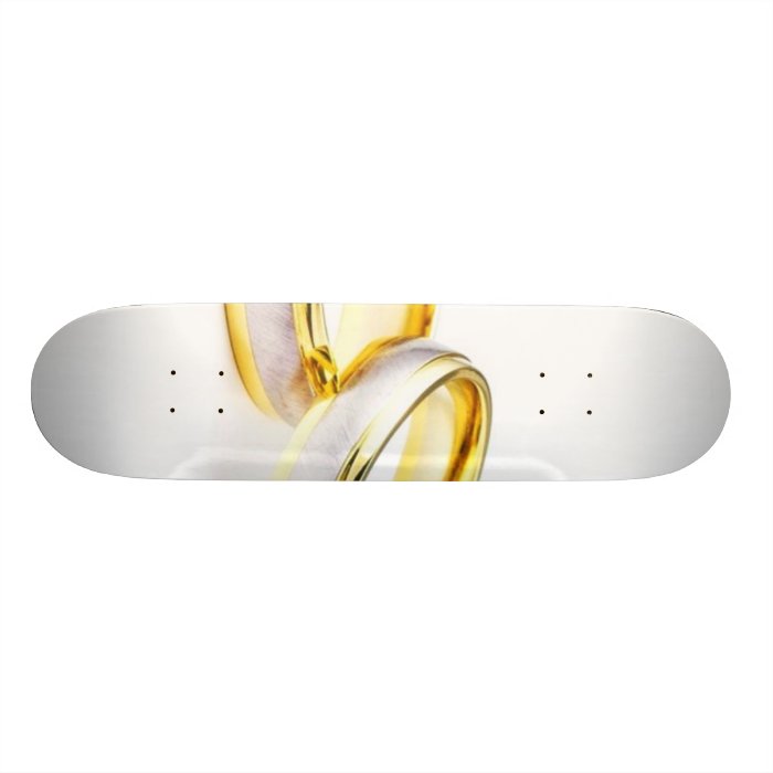 Golden Wedding Rings On White Background Skate Decks