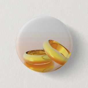 Golden Wedding Rings Pinback Button