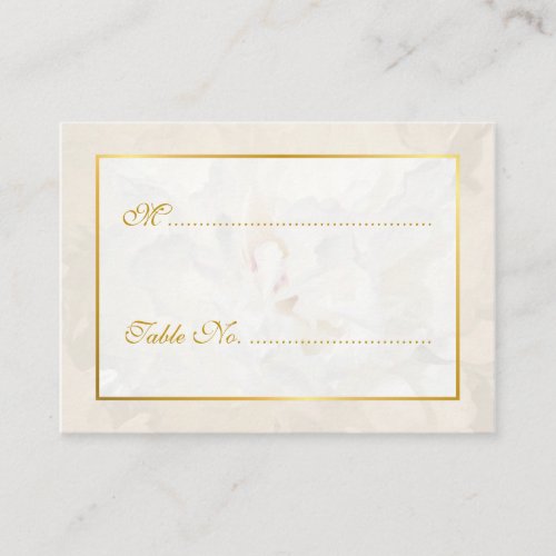 Golden wedding table place name and number cards
