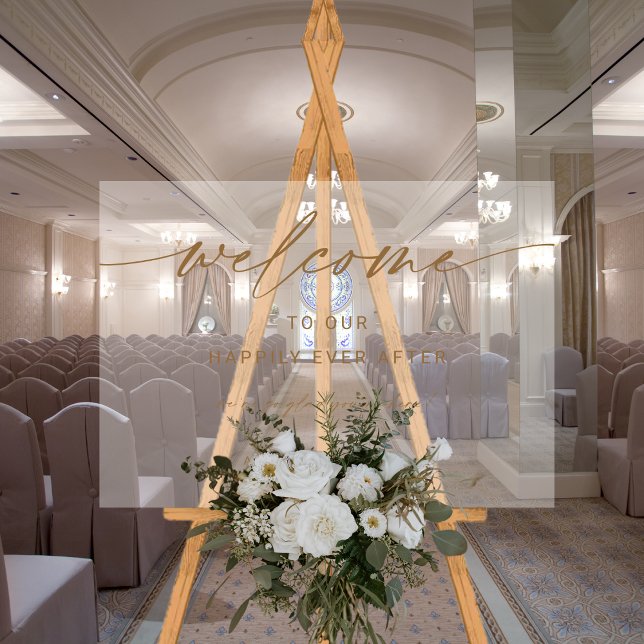 Golden wedding Welcome | We're So Glad You're Here Acrylic Sign (Creator Uploaded)