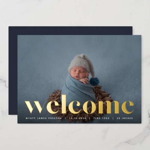 Golden Welcome  Foil Birth Announcement