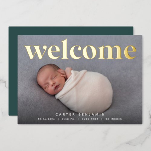 Golden Welcome  Foil Birth Announcement