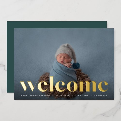 Golden Welcome  Foil Birth Announcement