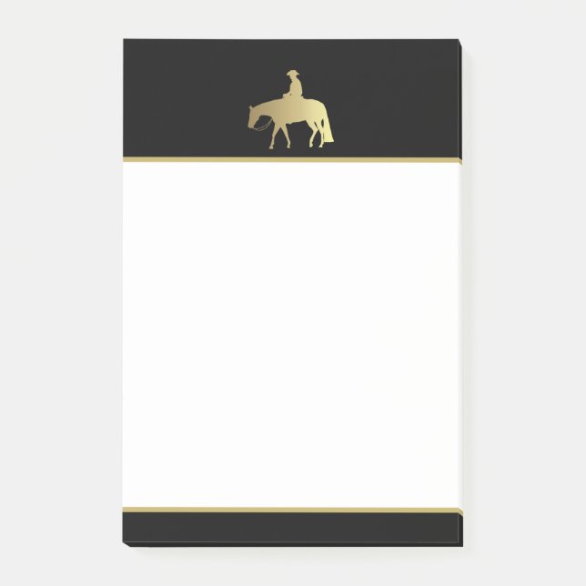 Golden Western Pleasure Horse on Black Post-it Notes (Front)