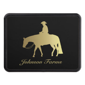 Golden Western Pleasure Horse on Black Trailer Hitch Cover