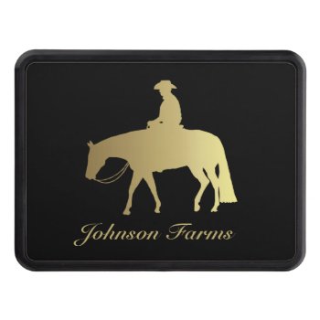 Golden Western Pleasure Horse On Black Trailer Hitch Cover by PandaCatGallery at Zazzle