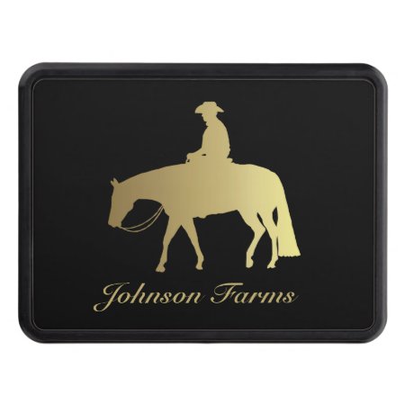 Golden Western Pleasure Horse On Black Trailer Hitch Cover