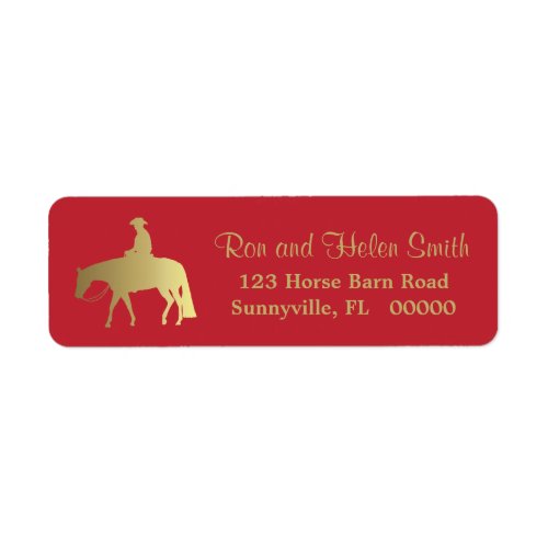 Golden Western Pleasure Horse Red Christmas Label