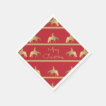 Golden Western Pleasure Horse Red Christmas Paper Napkins by PandaCatGallery at Zazzle