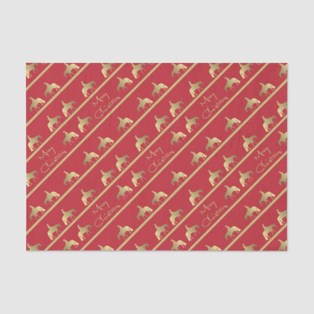 Golden Western Pleasure Horse Red Christmas Tissue Paper (Front)