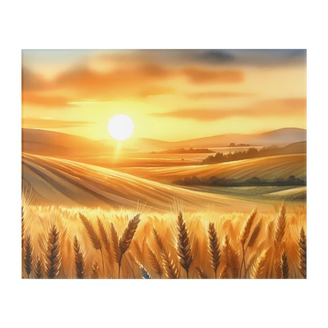 Golden Wheat Field Acrylic Print (Front)
