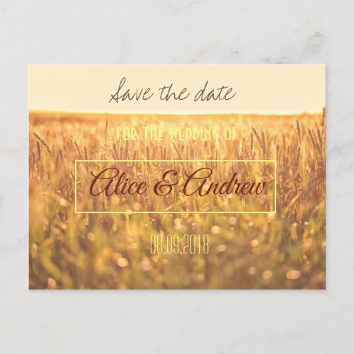 Golden Wheat Field Farm Save the Date Postcard