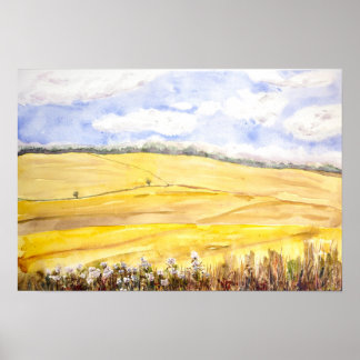golden wheat field in oxfordshire poster
