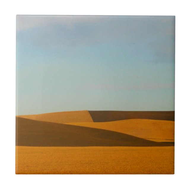 Golden Wheat Fields in Palouse Region Ceramic Tile (Front)