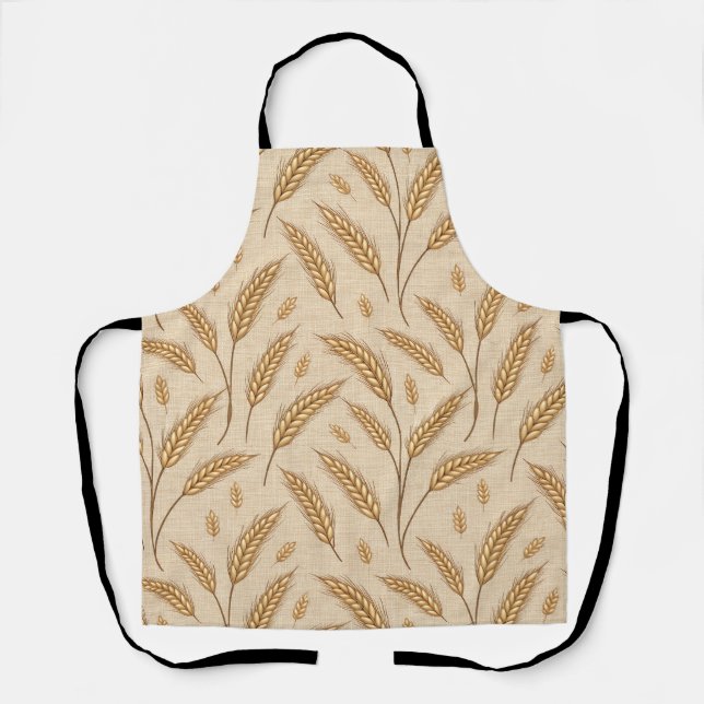 Golden Wheat Harvest Pattern Apron (Front)