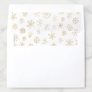 Golden Whimsical Snowflakes Envelope Liner