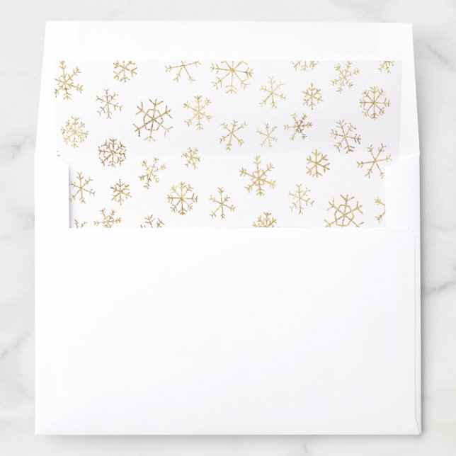 Golden Whimsical Snowflakes Envelope Liner (In Envelope)