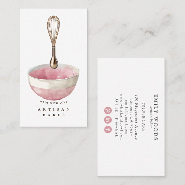 Golden Whisk Baker Pastry Chef  Business Card (Front/Back)