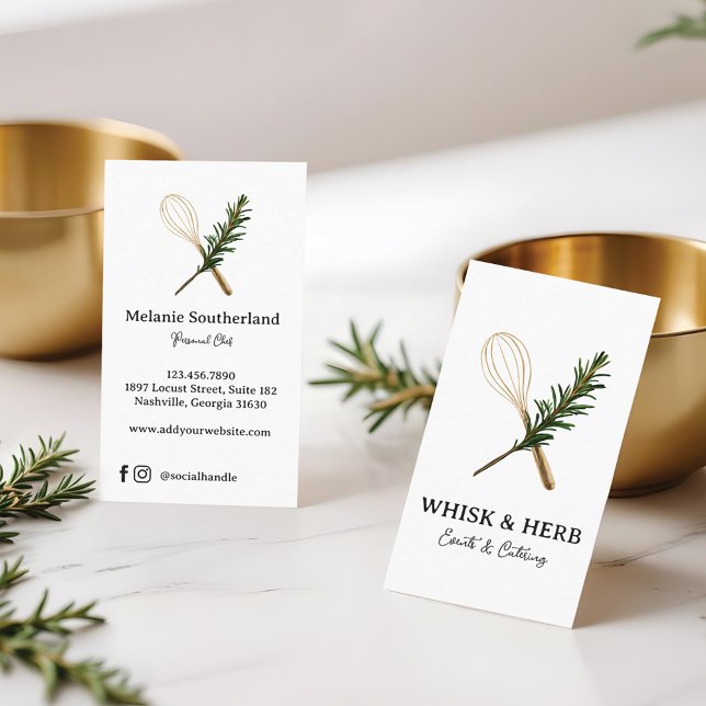 Golden Whisk & Rosemary Personal Chef & Catering Business Card (Golden Whisk & Rosemary Personal Chef & Catering Business Card)
